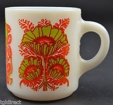 Vintage Milk Glass Floral Pattern Stackable Coffee Mug 3.375&quot; Tall Collectible - £8.51 GBP