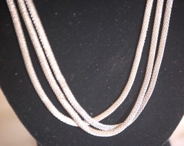 Silver Tone Mesh Chain Necklace 3 Strands - £7.77 GBP