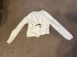 NWT New Gap Kids Girls Cardigan White w/ Black Bow Long Sleeve Top sz- XXL 14 - £19.27 GBP