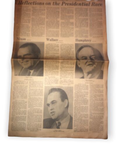 Chicago Tribune Election Guide 1968 Nixon, Wallace, Humphrey Section 1 A - $13.88