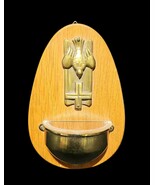 VTG Goldscheider Germany Holy Water Font Brass Dove Cross Wall Mount Cat... - $139.17 CAD