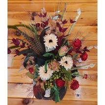 PACK SADDLE FLORAL arrangement looks good hanging or standing against the wall. - $327.25