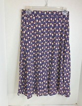 Le Lis womens Sz S Full Skirt Lined Print Navy Tan Side Zip Style 51390 - $14.84