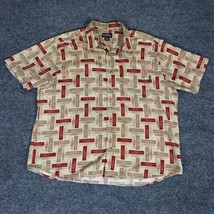 Woolrich Shirt Mens XL Beige Red Short Sleeve Button Up Cotton Extra Lar... - £14.28 GBP