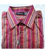 St Croix Vineyard Red Orange Striped Long Sleeve Cotton Dress Shirt - Me... - €64,78 EUR