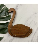 Vintage 90s Wood Swan Duck Goose Bird Wall Pocket Hanging Brown Painted - €22,42 EUR