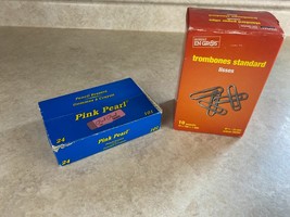 Office Supply Lot 19 Pink Pearl Erasers And 10 Packs  x 100 Standard Paper Clips - $5.93