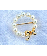 18k Mikimoto Pearl Circle Pin Authentic VTG Piece Retro Period 1” Wide S... - $743.33