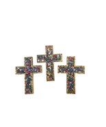 Set of 3 Jeweled Mosaic Cross Wall Art (Gold Trim, Multicolor) - €40,99 EUR