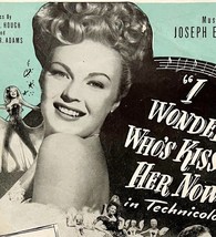 1947 June Haver I Wonder Who&#39;s Kissing Her Now Sheet Music Antique Ephemera - £13.16 GBP