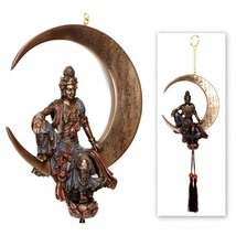 Kwan Yin Water &amp; Moon Dream Catcher Hanging Tassel New Statue Bronze Quan Guan - £31.93 GBP