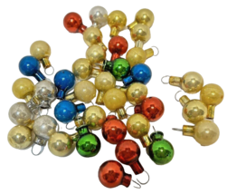 Antique Miniature .75&quot; Mercury Glass Christmas Ball Ornaments Multicolor Lot 38 - £20.66 GBP