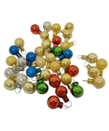 Antique Miniature .75&quot; Mercury Glass Christmas Ball Ornaments Multicolor... - $25.86