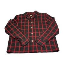 CJ Banks Red and Black Plaid Blazer Jacket Sparkle Shimmer Women’s Size Medium - £34.63 GBP