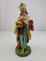Vintage 12.5&quot; Wise Man Men Paper Mache Nativity Manger Figure Hand Painted Italy - £72.11 GBP