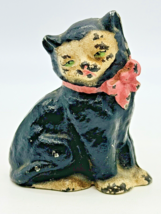 Hubley Black Cat Pink Bow Cast Iron Painted Miniature Figurine Paperweig... - £26.77 GBP