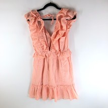 Sbetro by Suzanne Betro Mini Dress Textured Ruffle Sleeveless Cotton Pink M - £11.40 GBP
