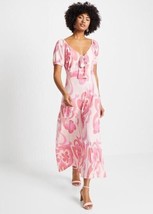 BP Floral Tie Front Midi Dress in Pink  Size Medium - UK 14/16   (fm32-3) - £23.82 GBP