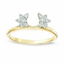0.25 Ct Round Cut Starburst Solitaire Enhancer Ring Wedding Band 14K Gold Plated - £51.70 GBP