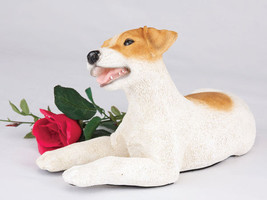 Small/Keepsake 68 Cubic Inches Brown &amp; White Jack Russel Resin Urn for Ashes - £145.70 GBP