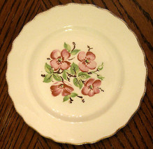 Dogwood Pattern Salad Plate Dessert / Bread Pottery Pink w/ Gold Trim VT... - £3.93 GBP