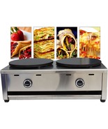 16’’ Double Head Pancake Maker Natural Gas Crepe Machine Nonstick Hotplate - $9,484.42 MXN
