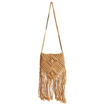 New Handmade Rope Woven Handbag Knitted Rattan Summer Beach Bag Tassel Bohe Bols - £27.26 GBP