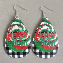 Red Multicolor &amp; Silver-Plated Plaid &#39;Merry &amp; Bright&#39; Drop Earrings - £8.01 GBP