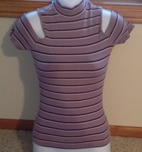 Aeropostale Juniors Size XS Lavender Striped Turtleneck Open Shoulder Kn... - $6.88