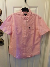 U.S. POLO ASSN. Men&#39;s Short Sleeve Button Down Shirt XXL Sharp Pink NEW - £27.84 GBP