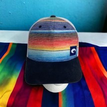 Costa Del Mar Logo Hat Baja Stripe Trucker Hat Cap Blue Snap Back norm core - £19.38 GBP