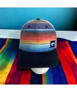Costa Del Mar Logo Hat Baja Stripe Trucker Hat Cap Blue Snap Back norm core - £19.43 GBP