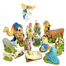 19 Piece Nativity Figure Set Plaster Hand Painted Set 8 in Holy Family V... - £115.72 GBP