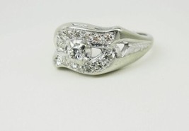 Estate Vintage .50 ctw Diamond Wave Ring in 14k White Gold, Size 5.5 - £359.64 GBP