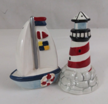 Papel Giftware Kathy Sulewsk Lighthouse &amp; Sailboat 3.75&quot; Salt &amp; Pepper S... - $278.56 MXN
