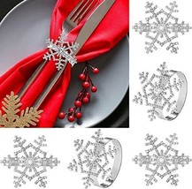 Set Of 12 Napkin Ring Fall Snowflake Beaded Diamante Rhinestone Crystal Napki Ho - £26.07 GBP