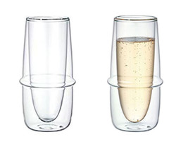Double-Wall Kinto KRONOS Champagne Glass - Maintains Temperature  - Set of Two - £25.31 GBP