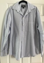 Pronto Uomo Men&#39;s Dress Shirt Blue Striped Long Sleeve Size Large - £11.07 GBP