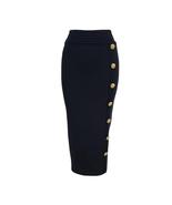 Button High Waist Bodycon Bandage Skirt - £41.04 GBP