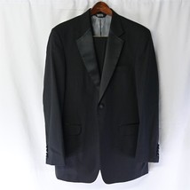 Stafford 40L | 34x32 Black Wool Tuxedo Formal Prom Suit Jacket Pants - £23.58 GBP