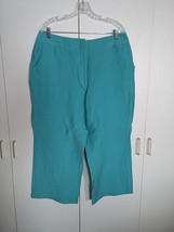 East 5th Ladies Aqua LINEN/RAYON Cropped PANTS-16-BARELY WORN-COOL/COMFY-NICE - £3.97 GBP