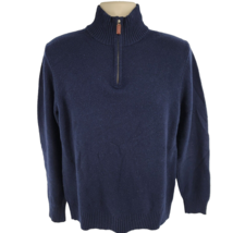 Bonobos 100% Lambs Wool 1/4 Zip Men&#39;s Golf Sweater Size L Navy Blue - £23.75 GBP