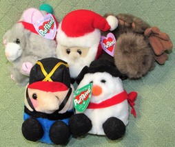 Vintage Puffkins Christmas Lot Limited Edition Snowman Mouse Soldier Santa Moose - $26.09