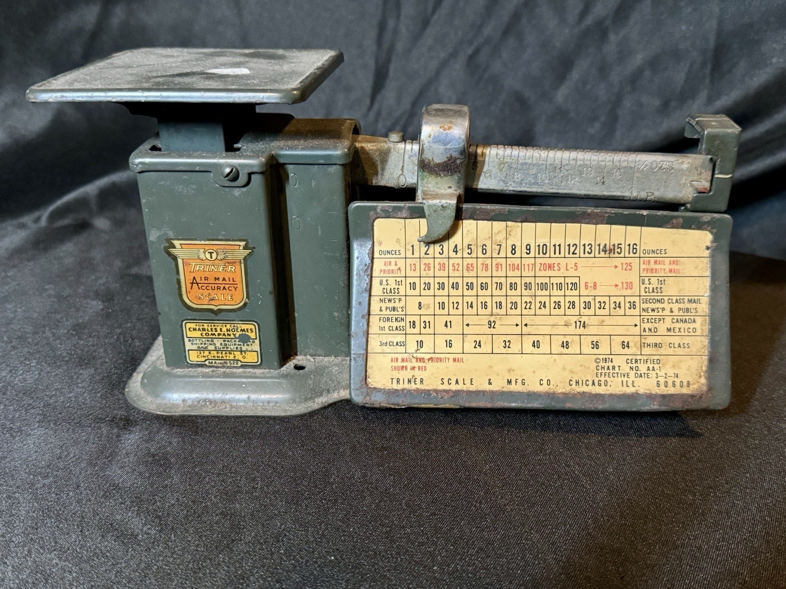 Vintage 1974 Triner Air Mail Accuracy Scale | Industrial Postal Scale Ch... - $10.70