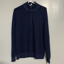 BROOKS BROTHERS EXTRA FINE MERINO LONG SLEEVE 1/4 ZIP Blues SWEATER L - $24.01
