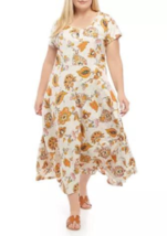 New Chaps Yellow Floral Cotton Midi Flare Dress Size 2 X Women $ - £68.46 GBP