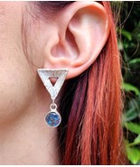 Stylish &quot;Love Triangle&quot; earrings with bismuth crystals - $39.90