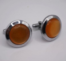 Set Gemelli da Uomo Medio Secolo Design Arancione Color Argento - £28.07 GBP