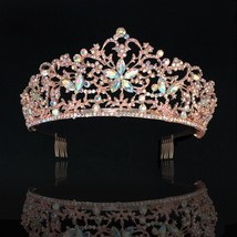 KMVEXO 2021 New Fashion  Crystal AB Bridal Crowns Tiara Rose Gold Diadem Tiaras  - £18.51 GBP