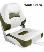 Boat Seat Low Back White &amp; Green Folding UV Treated Premium Marine Grade... - €67,52 EUR